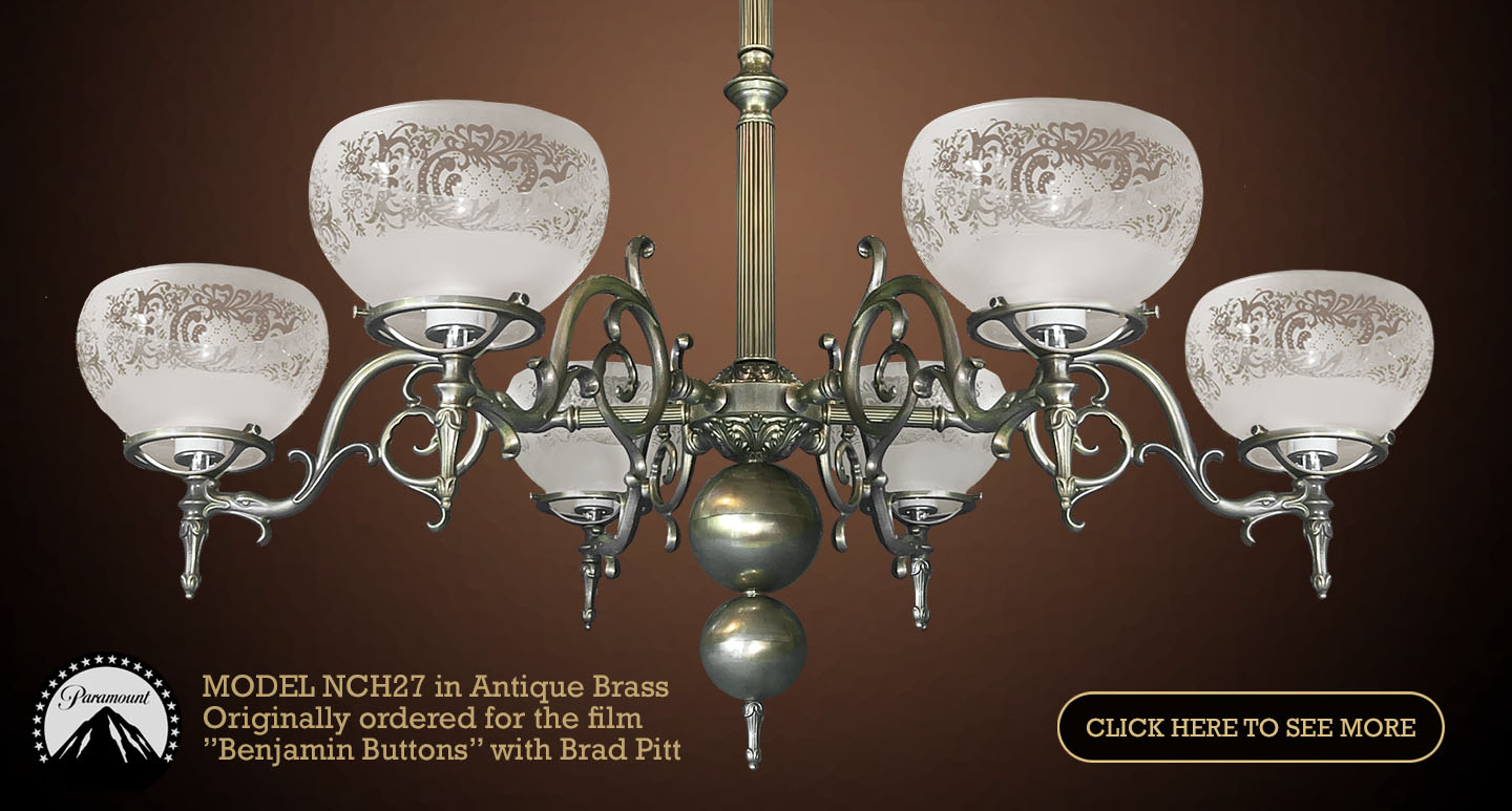 Model NCH27 Custom Lighting Company lighting fixture chandelier for Paramount pictures Benjamin Button Brad Pitt Feature Film Set Decorator Design Interior Designer
